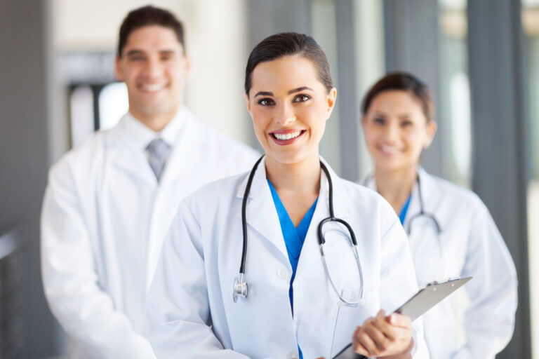 group of medical workers portrait in hospital